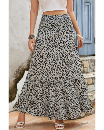 Azura Exchange High Waist Frill Tiered Maxi Skirt - M