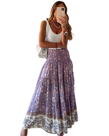 Azura Exchange Floral Print High Waist Maxi Skirt - S