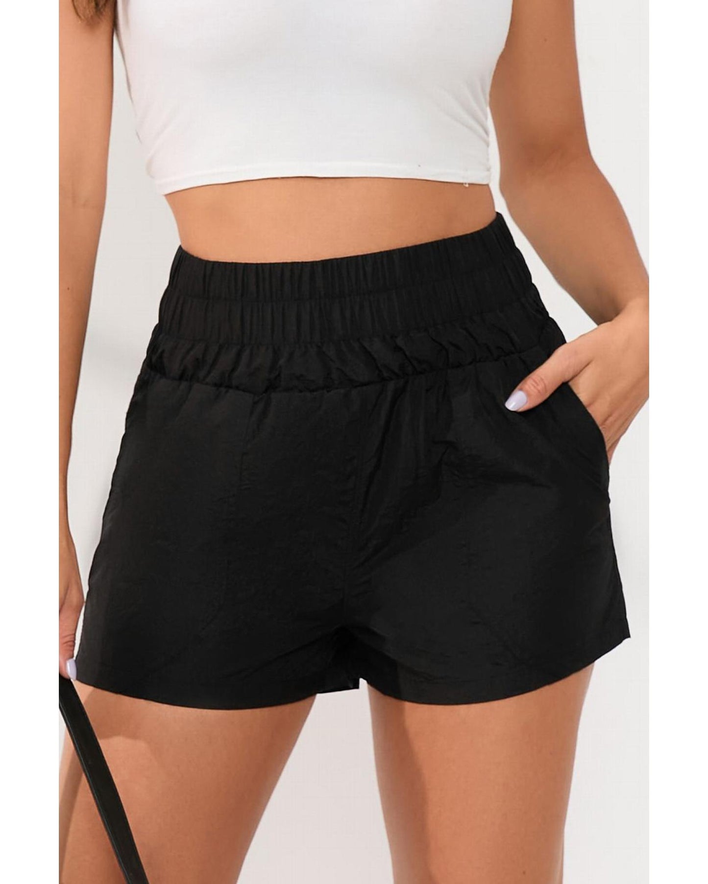 Azura Exchange Elastic High Waist Side Pockets Shorts - L