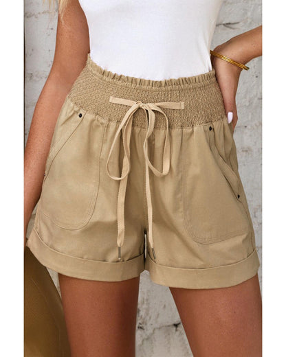 Azura Exchange Drawstring Khaki High Waist Shorts - L