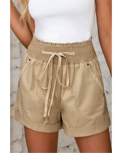 Azura Exchange Drawstring Khaki High Waist Shorts - M