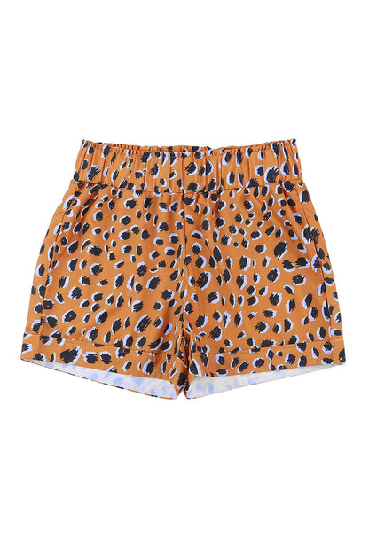 Azura Exchange Ruffle Leopard Print Elastic Waist Shorts - L