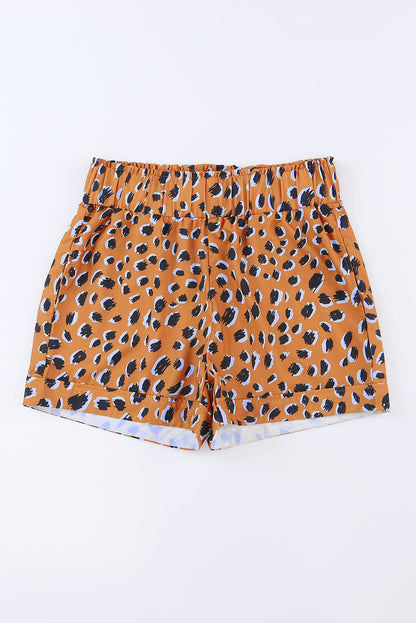 Azura Exchange Ruffle Leopard Print Elastic Waist Shorts - L