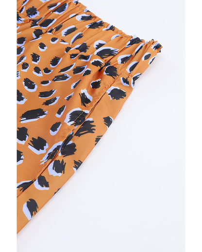 Azura Exchange Ruffle Leopard Print Elastic Waist Shorts - M
