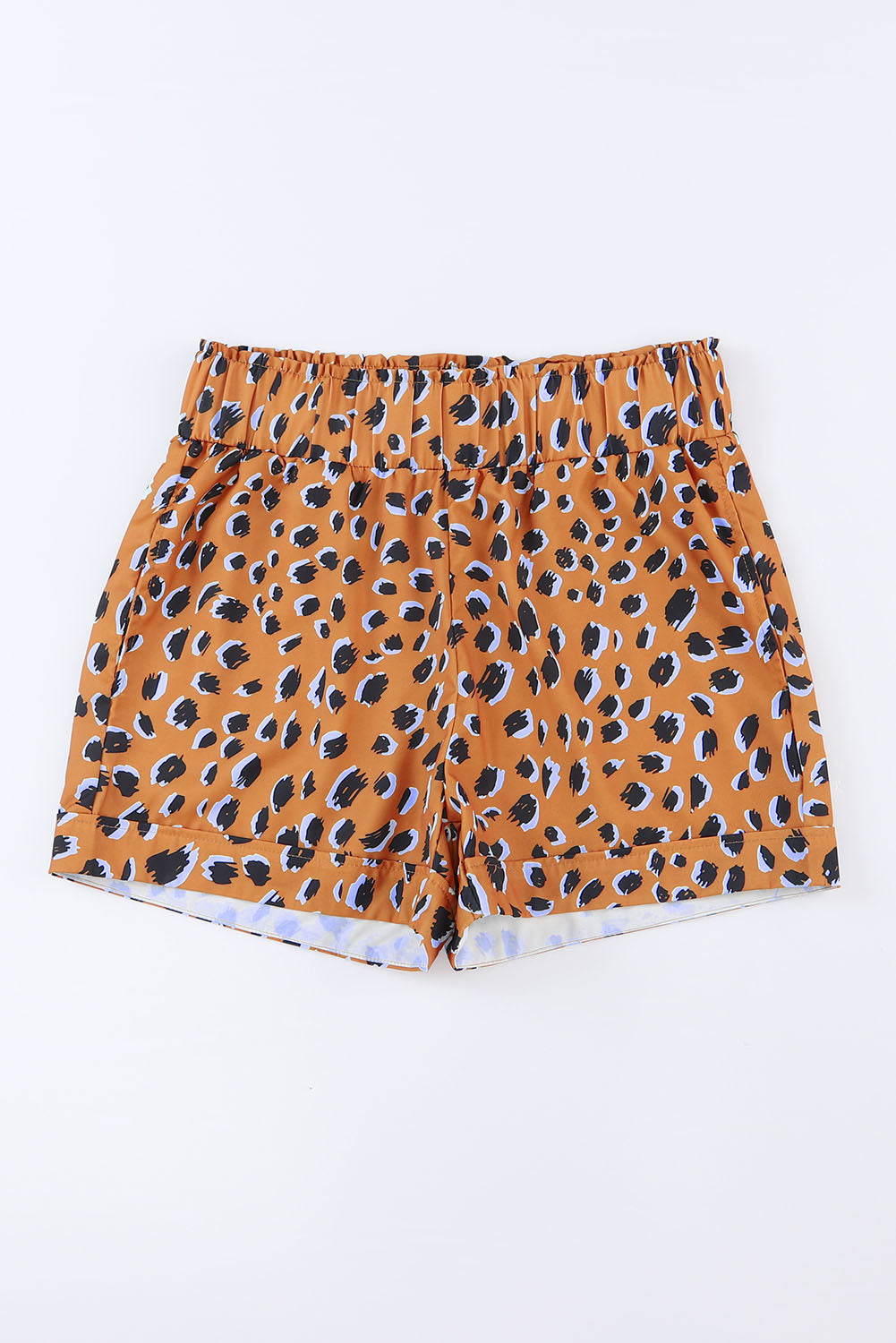 Azura Exchange Ruffle Leopard Print Elastic Waist Shorts - M