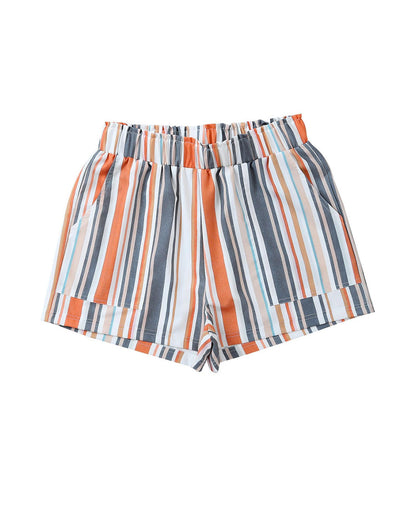 Azura Exchange Vintage Washed Elastic Frill Waist Casual Shorts - L