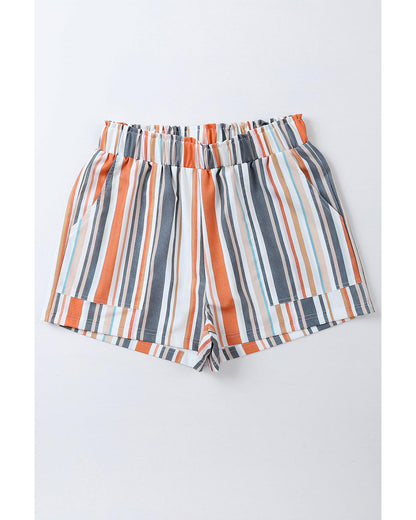 Azura Exchange Vintage Washed Elastic Frill Waist Casual Shorts - S