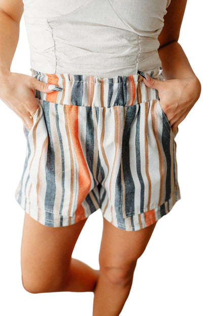 Azura Exchange Vintage Washed Elastic Frill Waist Casual Shorts - S