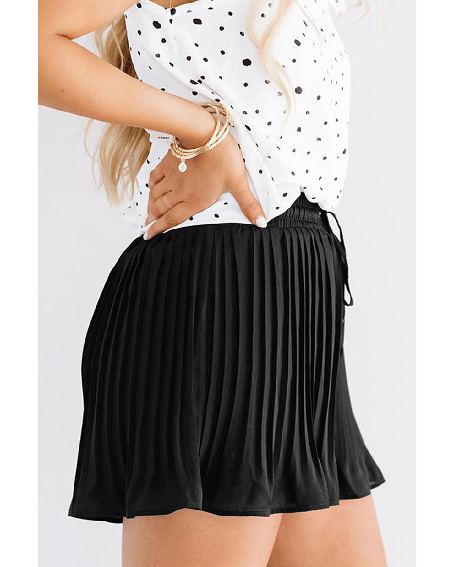 Azura Exchange Pleated Drawstring Waist Shorts - S