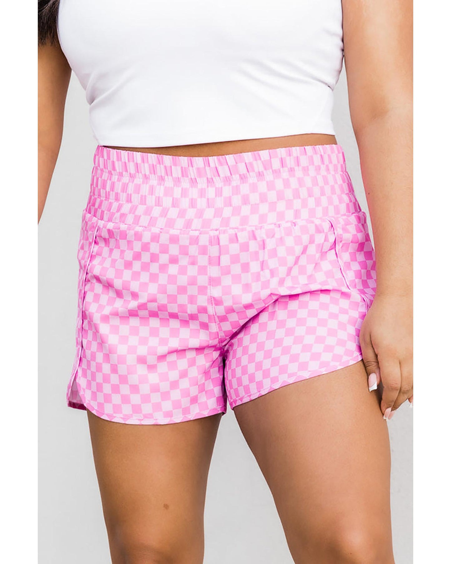 Azura Exchange High Waisted Plaid Athletic Shorts - L