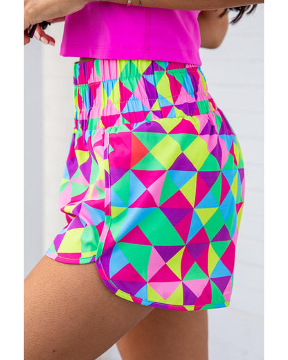 Azura Exchange Geometric High Waisted Athletic Shorts - L