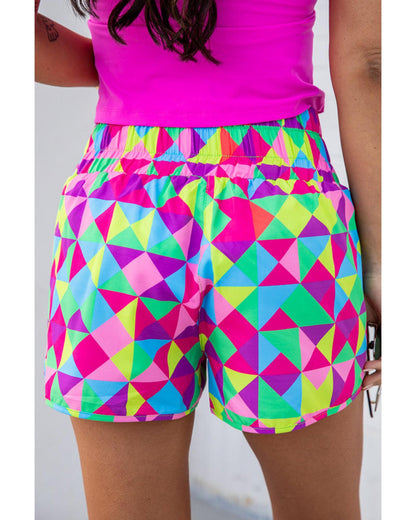 Azura Exchange Geometric High Waisted Athletic Shorts - M