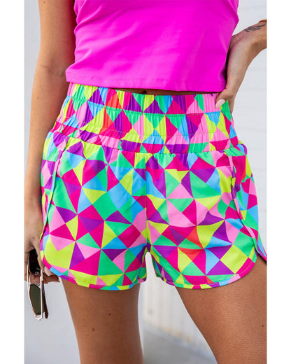 Azura Exchange Geometric High Waisted Athletic Shorts - S