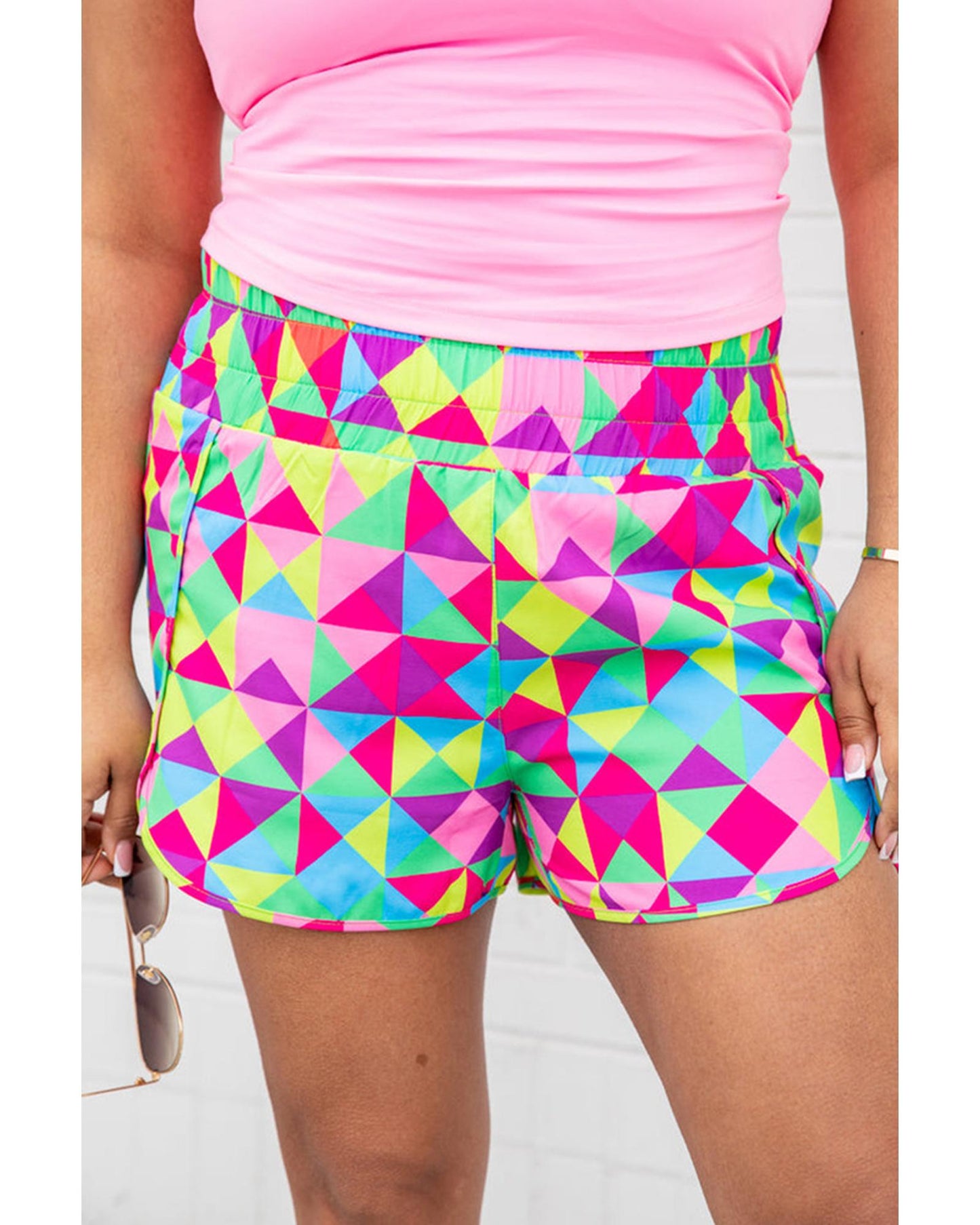 Azura Exchange Geometric High Waisted Athletic Shorts - S