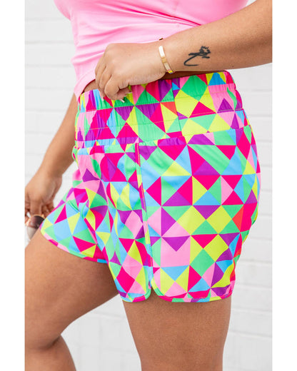 Azura Exchange Geometric High Waisted Athletic Shorts - S