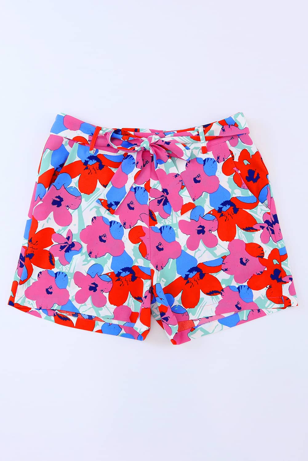 Azura Exchange Belted Floral Print Shorts - 12 US