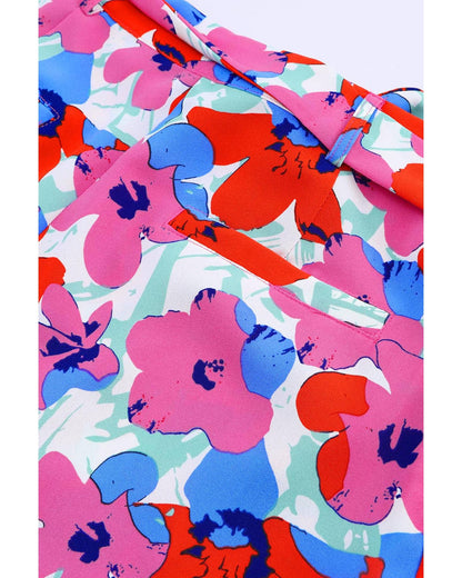 Azura Exchange Belted Floral Print Shorts - 6 US