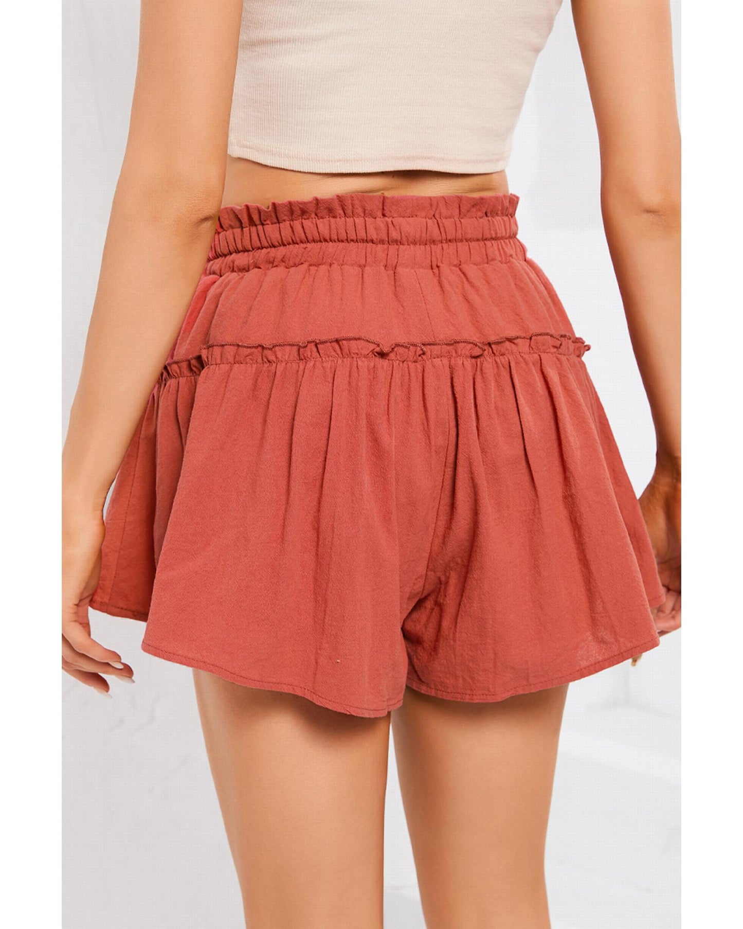 Azura Exchange Belted Frill Trim Casual Shorts - M