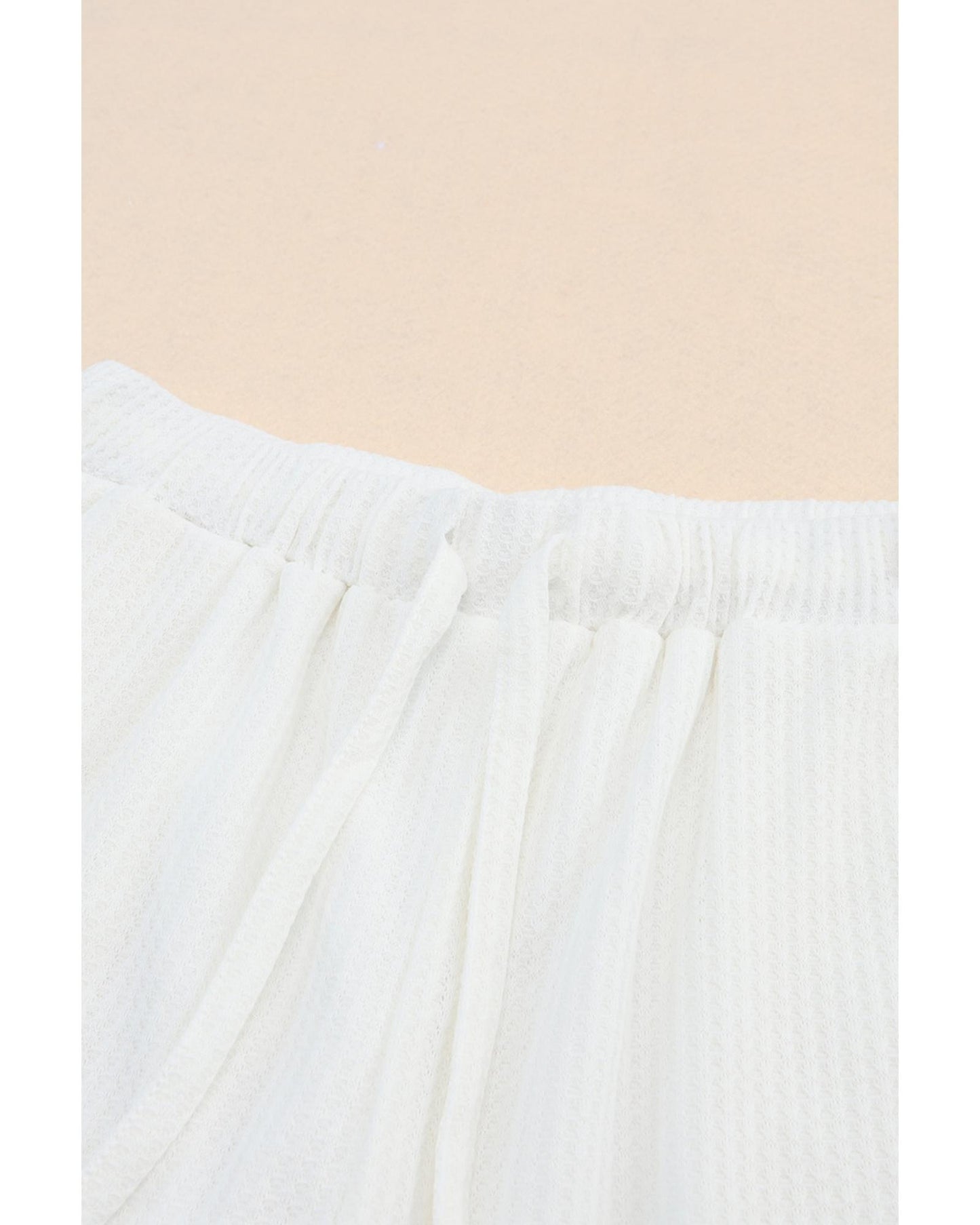Azura Exchange Waffle Knit Lace-up High Waist Wide Leg Shorts - S
