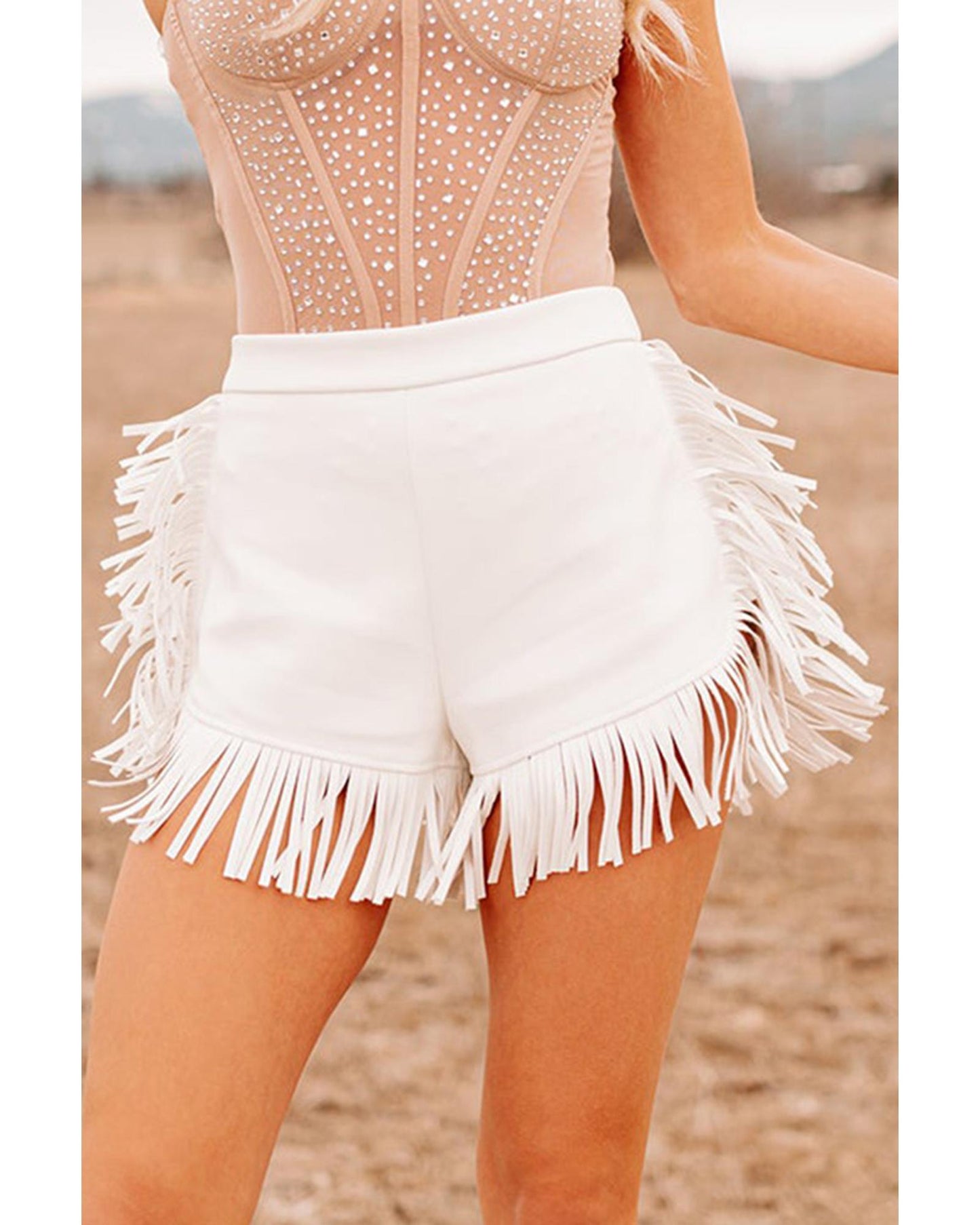 Azura Exchange Fringe Trim Fit Flare Shorts - 16 US