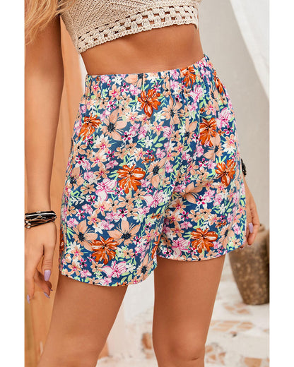 Azura Exchange Floral Print Wide Leg Shorts - L