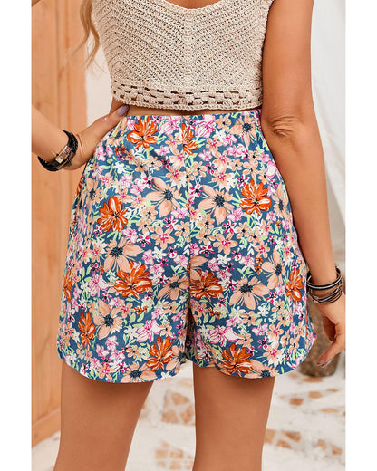 Azura Exchange Floral Print Wide Leg Shorts - L