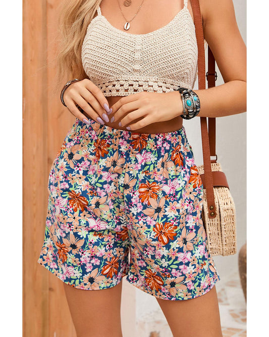 Azura Exchange Floral Print Wide Leg Shorts - M