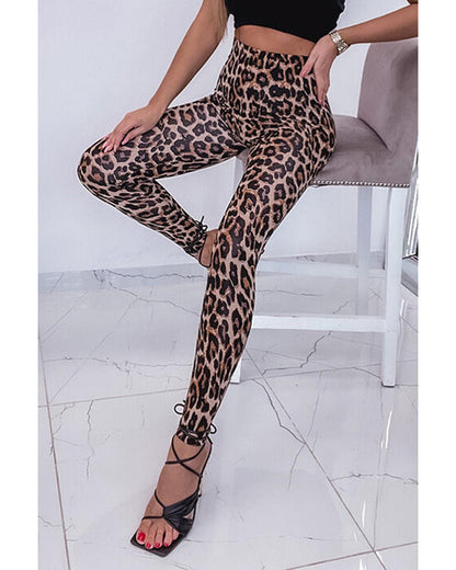Azura Exchange Vintage High Waist Leopard Leggings - M