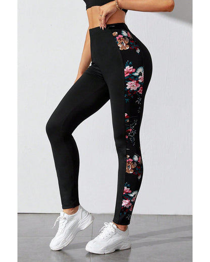 Azura Exchange Floral Patch High Waist Leggings - L