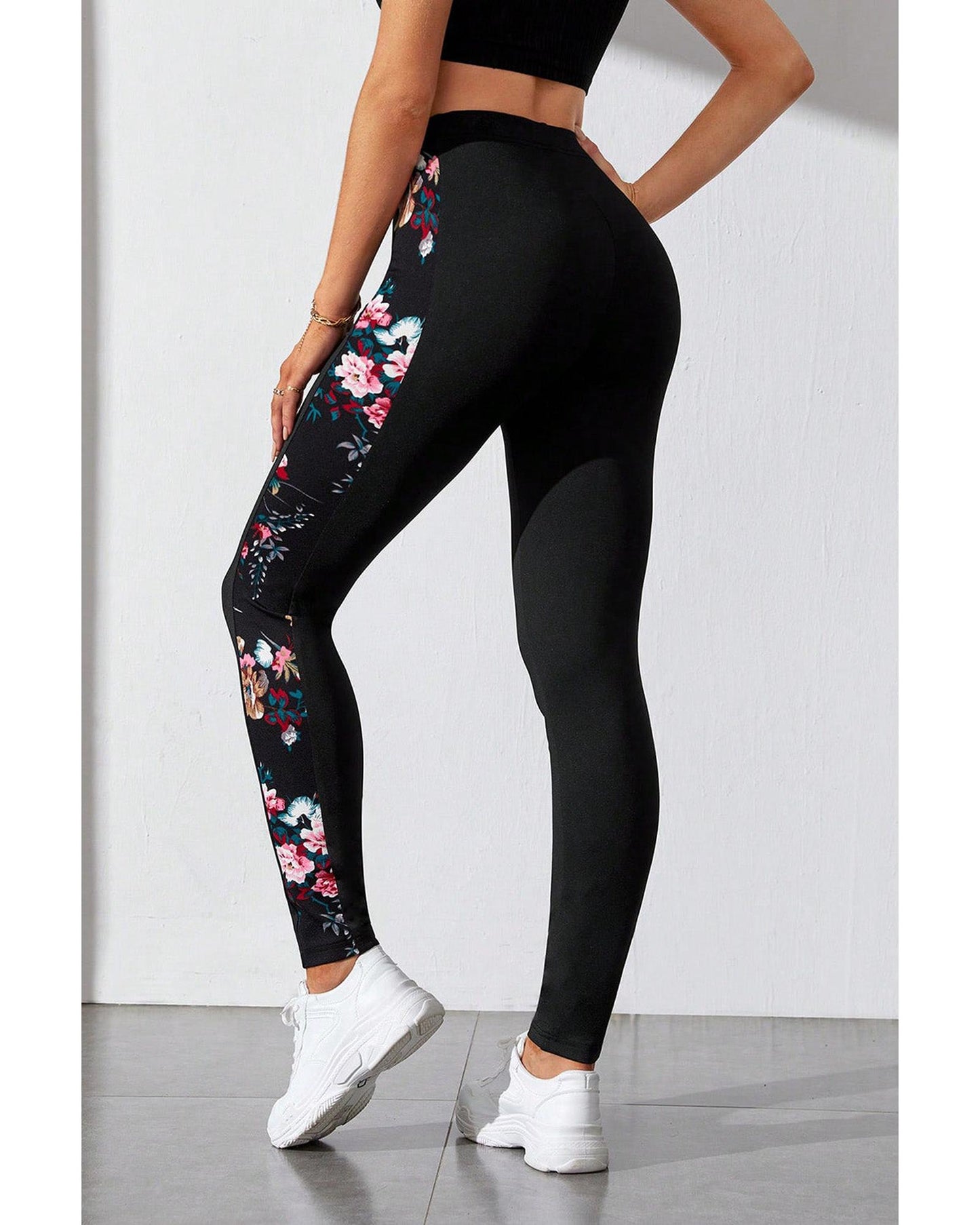 Azura Exchange Floral Patch High Waist Leggings - L