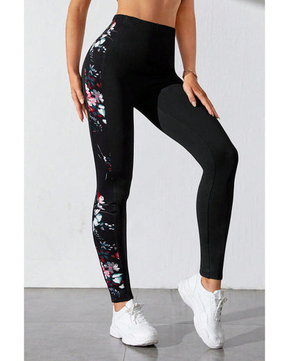 Azura Exchange Floral Patch High Waist Leggings - L