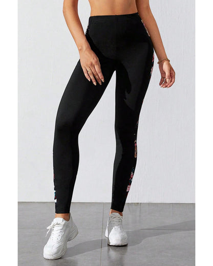 Azura Exchange Floral Patch High Waist Leggings - L