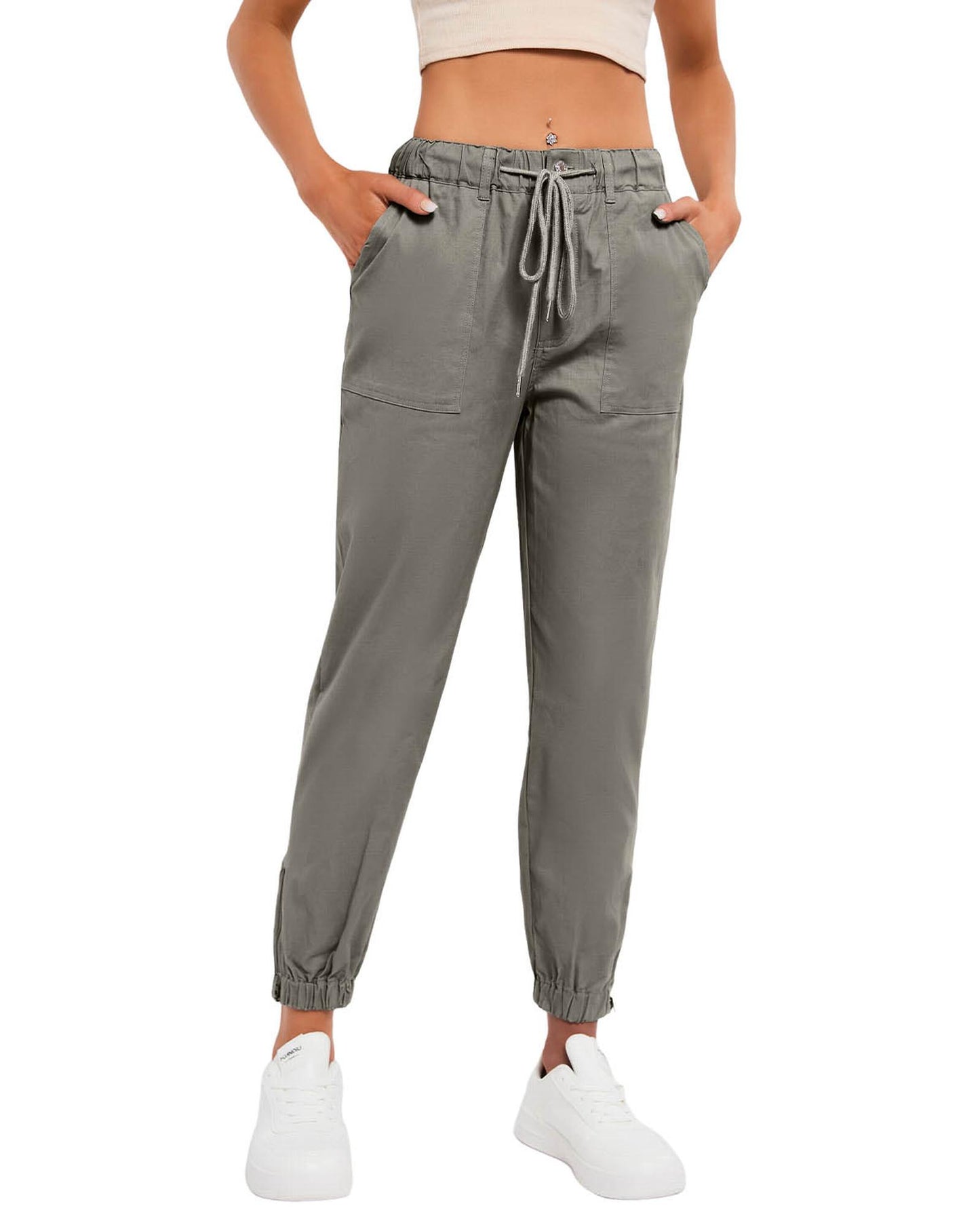 Azura Exchange Pocketed Twill Jogger Pants - S