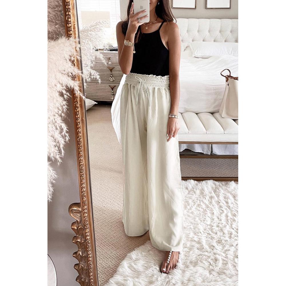 Azura Exchange Smocked High Waist Wide Leg Pants - S