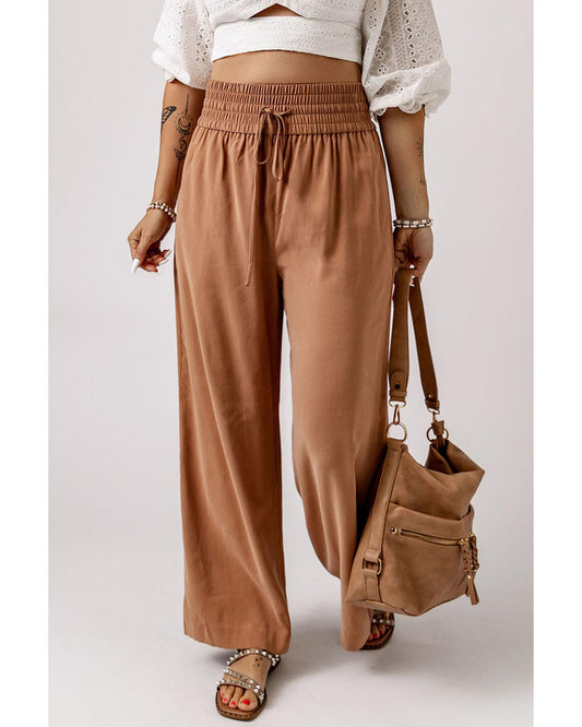 Azura Exchange Elastic Waist Casual Wide Leg Pants - M