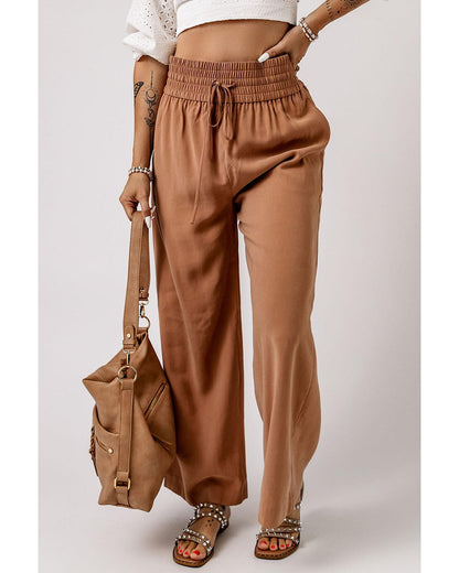 Azura Exchange Elastic Waist Casual Wide Leg Pants - M