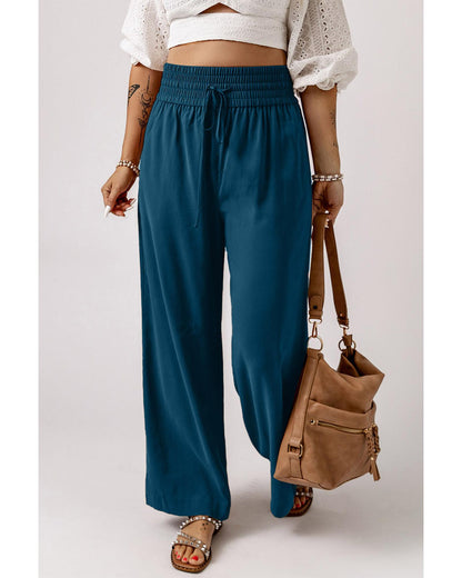 Azura Exchange Drawstring Elastic Waist Wide Leg Pants - L