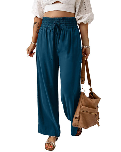 Azura Exchange Drawstring Elastic Waist Wide Leg Pants - L