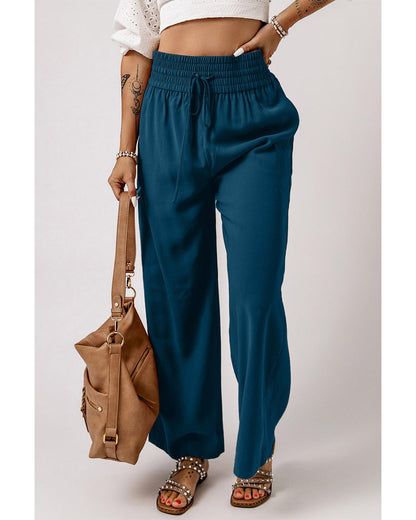 Azura Exchange Drawstring Elastic Waist Wide Leg Pants - M