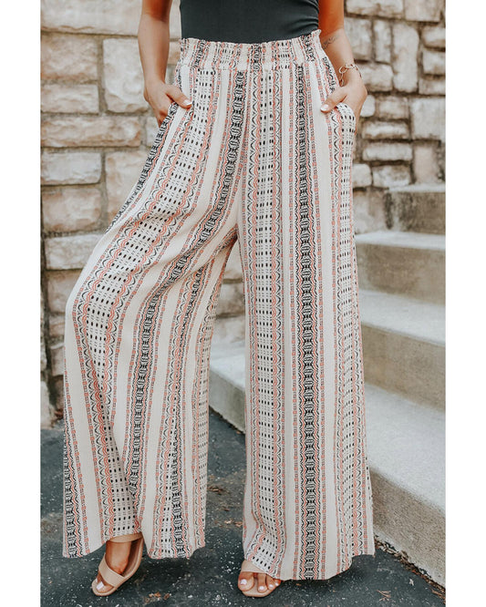 Azura Exchange Geometric Pattern Print Wide Leg Pants - M