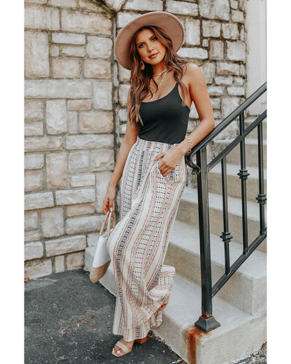 Azura Exchange Geometric Pattern Print Wide Leg Pants - M