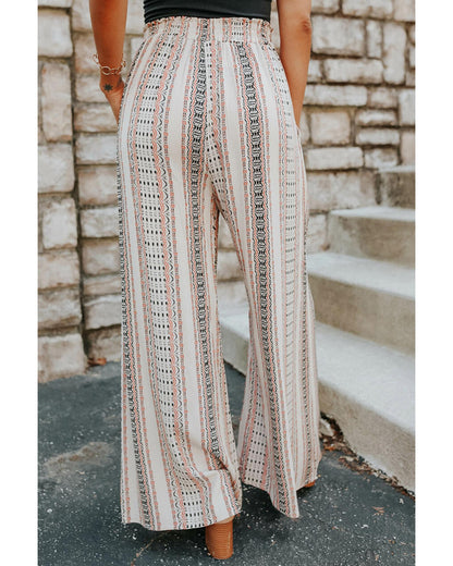 Azura Exchange Geometric Pattern Print Wide Leg Pants - S