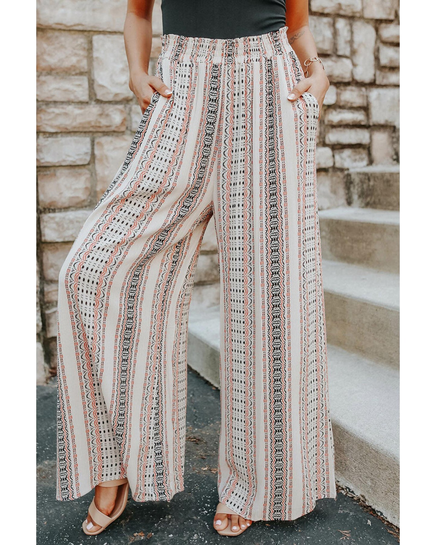 Azura Exchange Geometric Pattern Print Wide Leg Pants - XL