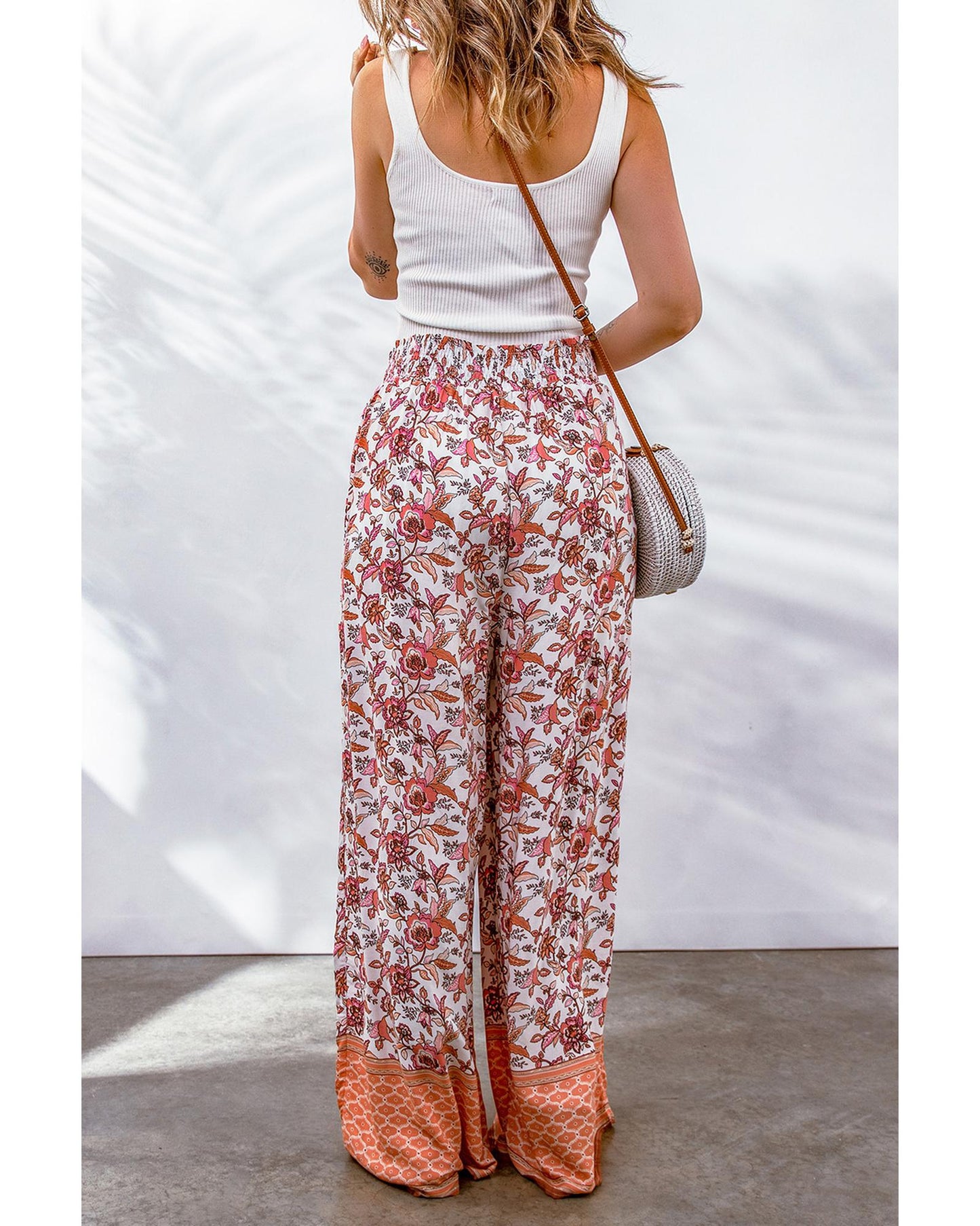 Azura Exchange Printed High Waist Wide Leg Pants - M