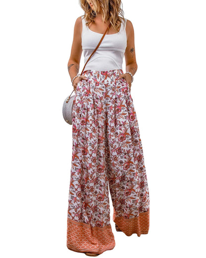 Azura Exchange Printed High Waist Wide Leg Pants - M