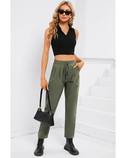 Azura Exchange Elastic Drawstring Waist Pants - L