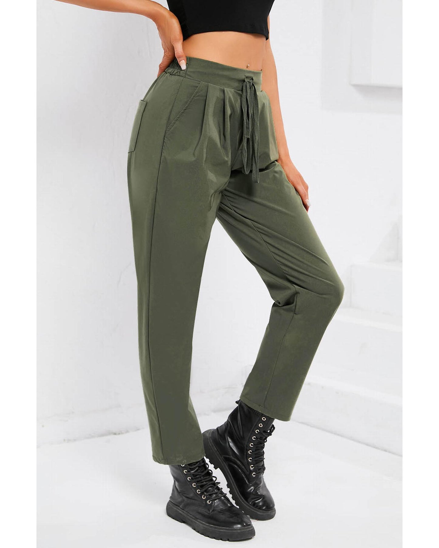 Azura Exchange Elastic Drawstring Waist Pants - S