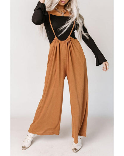 Azura Exchange Wide Leg Suspender Pants - S