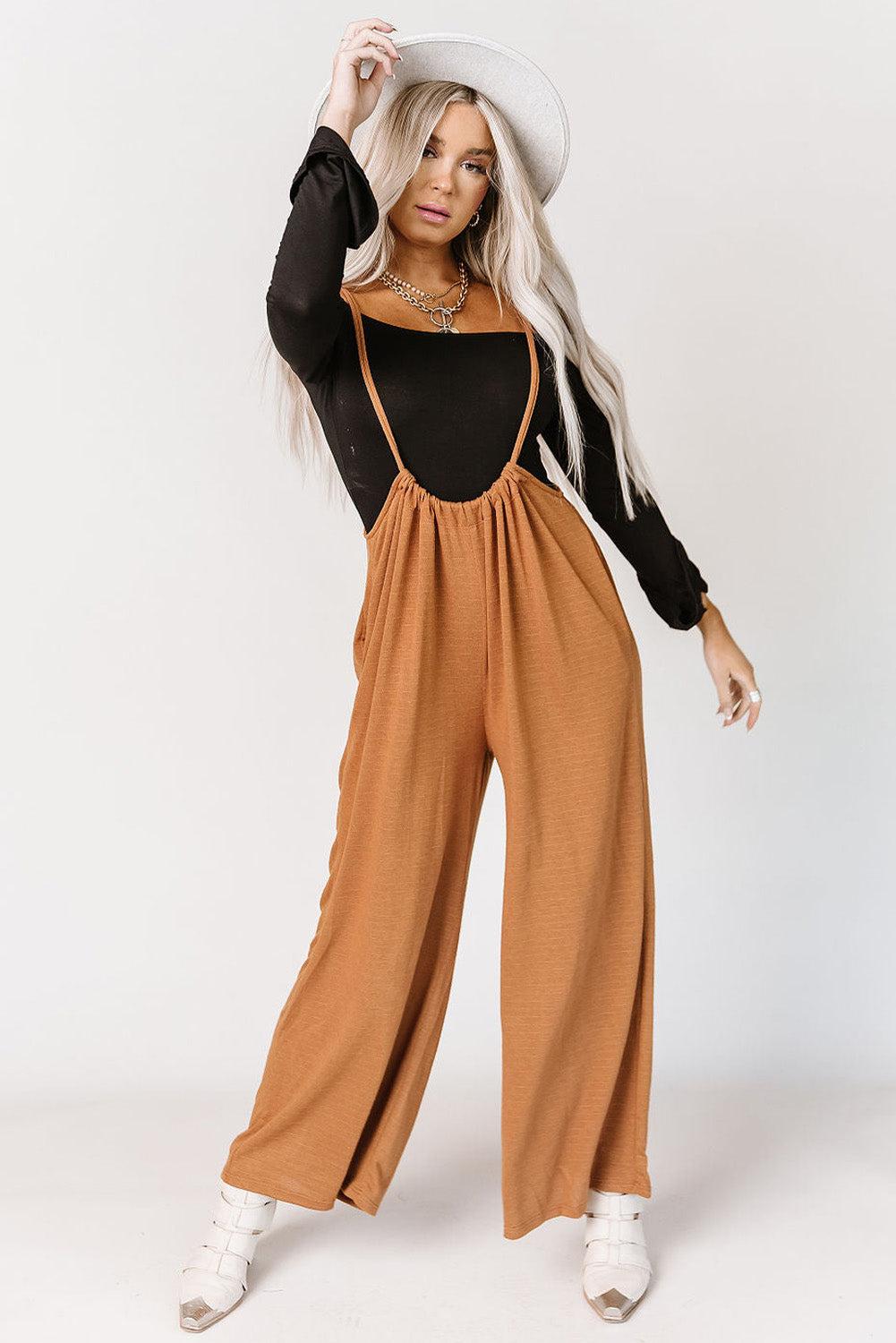 Azura Exchange Wide Leg Suspender Pants - S