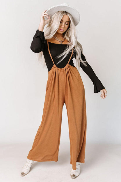 Azura Exchange Wide Leg Suspender Pants - S